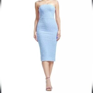 Agua De Coco Light Blue Shimmer Strertcht Form Fitting Tube Dress XS